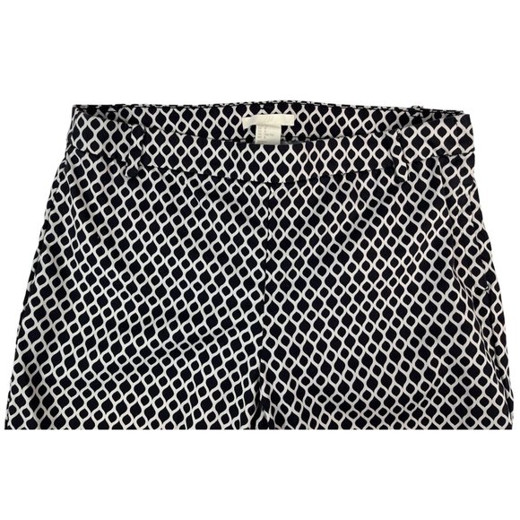 H&M Women's Pants Diamond Pattern 8 Black White Cotton Elastane Stretchy - Picture 3 of 9